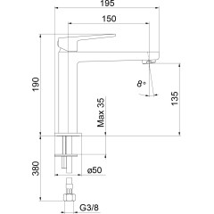 SAPHO - TURSI stojánková umyvadlová baterie, výška 190, černá mat TI004B