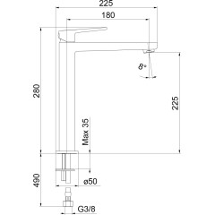 SAPHO - TURSI stojánková umyvadlová baterie vysoká, prodloužená hubice, černá mat TI007B