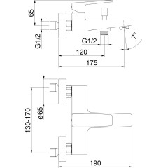 SAPHO - TURSI nástěnná vanová baterie, černá mat TI010B