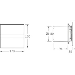 CATA - E-120 GBTH koupelnový ventilátor axiální s automatem, 6W/11W, potrubí 120, černá 00901602