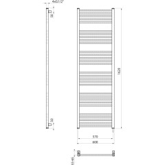 SAPHO - METRO-E elektrické otopné těleso rovné 600x1620, 800 W, černá mat ME616B