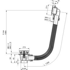 POLYSAN - Vanová souprava, click-clack, délka 1200, zátka 72, chrom 71858