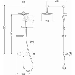 MEXEN - KX33 sprchový sloup s termostatickou baterií černá 771503391-70