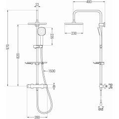 MEXEN - KT33 sprchový sloup s termostatickou baterií černá 771503393-70