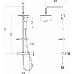 MEXEN - KT40 Sprchový sloup s termostatickou baterií bílé 771504093-20