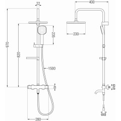 MEXEN - KX33 vanový sloup s termostatickou baterií, černá 779003391-70