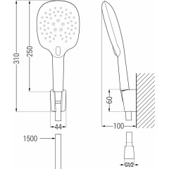 MEXEN - R-22 sprchový set point, černá 785225052-70