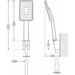 MEXEN - R-54 sprchový set point, černá / chrom 785545052-71
