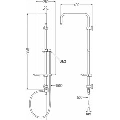 MEXEN - Sprchový sloup T bez baterie a bez příslušenství, černý 7939399-70