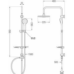 MEXEN - T05 černá sprchový sloup 798050593-70