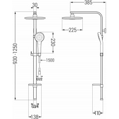 MEXEN - Q05 černá sprchový sloup 798050595-70