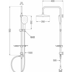 MEXEN - T22 chrom sprchový sloup 798222293-00