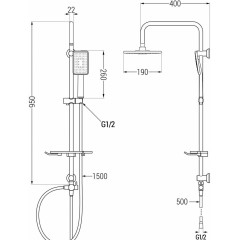 MEXEN - Sprchový sloup T54 černá / chrom 798545493-71