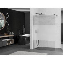 MEXEN - KIOTO Sprchová zástěna WALK-IN 090x200 cm 8 mm, černá, Transparent/matné sklo 800-090-101-70-35