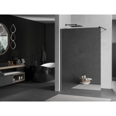 MEXEN - KIOTO Sprchová zástěna WALK-IN 90x200 cm 8 mm, černá, zrcadlové sklo 800-090-101-70-50