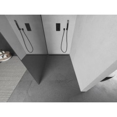 MEXEN - KIOTO Sprchová zástěna WALK-IN 90x200 cm 8 mm, černá, zrcadlové sklo 800-090-101-70-50