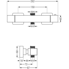 MEXEN - CUBE termostatická sprchová baterie 3/4" + 1/2", zlatá 77250-50