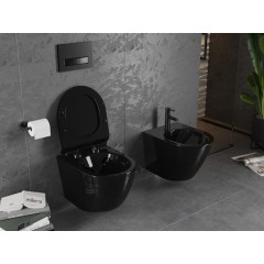 MEXEN - Lena Závěsná WC mísa včetně sedátka s slow-slim, Duroplastu, černá 30224070