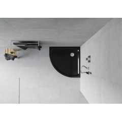MEXEN - Sprchová vanička čtvrtkruh 80x80 cm černá 41708080