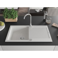 MEXEN - Leo granitový dřez s odkapávačem 900x500 mm, bílá 6501901010-20