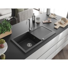 MEXEN - Leo granitový dřez 1 s odkapávačem 900x500 mm, černá spotty 6501901010-76