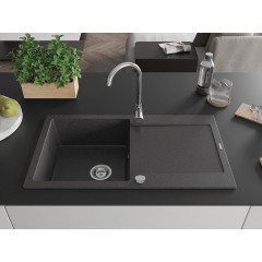 MEXEN - Leo granitový dřez 1 s odkapávačem 900x500 mm, černá spotty 6501901010-76