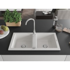 MEXEN - Mario granitový dřez dvě mísy 820x436 mm, bílá 6504822000-20