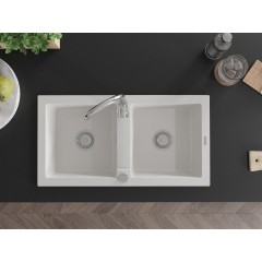 MEXEN - Mario granitový dřez dvě mísy 820x436 mm, bílá 6504822000-20