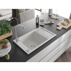 MEXEN - Elias granitový dřez 1 mísa dřez s vypouštěním krátký odkapávač 795x480 mm, bílá 6511791005-20
