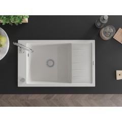 MEXEN - Elias granitový dřez 1 mísa dřez s vypouštěním krátký odkapávač 795x480 mm, bílá 6511791005-20