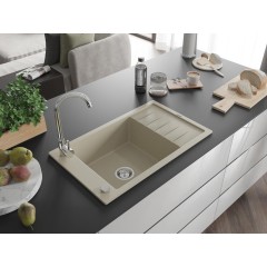 MEXEN - Elias granitový dřez 1 mísa dřez s vypouštěním krátký odkapávač 795x480 mm, béžová 6511791005-69