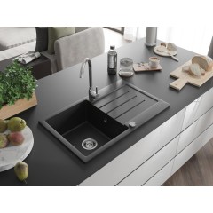 MEXEN - Bruno granitový dřez 1 s odkapávačem 795x495 mm, černá 6513791010-77