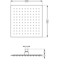 MEXEN - Slim déšt 25x25 cm zlatá 79125-50