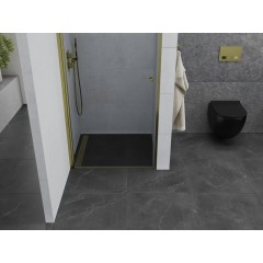 MEXEN - Pretoria sprchové dveře křídlové 70, transparent, zlatý se stěnovým profilem 852-070-000-50-00