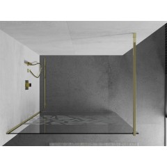 MEXEN - KIOTO Sprchová zástěna WALK-IN 70x200 cm 8 mm, zlatá, bílý vzor 800-070-101-50-85