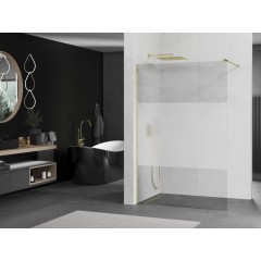 MEXEN - KIOTO Sprchová zástěna WALK-IN 090x200 cm 8 mm, zlatá, Transparent/matné sklo 800-090-101-50-35