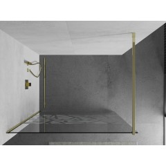 MEXEN - KIOTO Sprchová zástěna WALK-IN 100x200 cm 8 mm, zlatá, bílý vzor 800-100-101-50-85