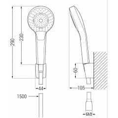 MEXEN - Milo R05 SET umyvadlová baterie + vanová s příslušenstvím, chrom 71303R05-00