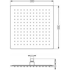 MEXEN - Slim čtvercová sprchová hlavice - déšť 30 x 30 cm + sprchové rameno, černá 79130112-70