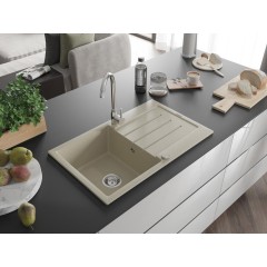 MEXEN - Bruno granitový dřez s odkapávačem včetně baterie Telma, béžová 6513-69-670200-00