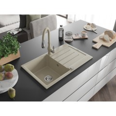 MEXEN - Bruno granitový dřez 1 s odkapávačem včetně baterie Savita, béžová 6513-69-672601-69