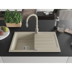 MEXEN - Bruno granitový dřez 1 s odkapávačem včetně baterie Savita, béžová 6513-69-672601-69