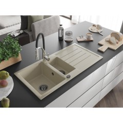 MEXEN - Andres granitový dřez s odkapávačem včetně baterie Aster, béžová 6515-69-73450-07-B