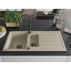 MEXEN - Andres granitový dřez s odkapávačem včetně baterie Aster, béžová 6515-69-73450-70-B