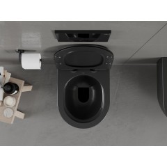 MEXEN - Carmen Závěsná WC mísa včetně sedátka s slow-slim, z duroplastu, černá matná 30880185
