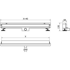 MEXEN - Flat žlab ke stěně 2v1 stěna 60 cm nerez 1030060