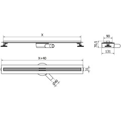 MEXEN - Flat 360 Slim podlahový žlab 70 cm otočný nerez 1041070