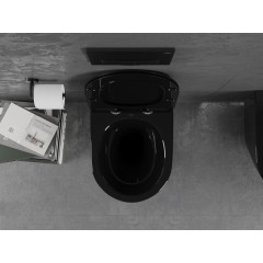 MEXEN - Lena Závěsná WC mísa včetně sedátka s slow-slim, Duroplastu, černá 30224070