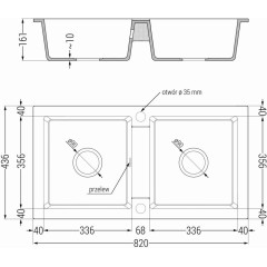 MEXEN - Mario granitový dřez dvě mísy 820x436 mm, bílá 6504822000-20