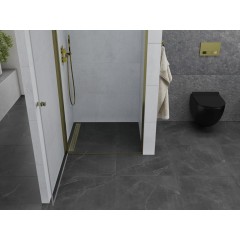 MEXEN - Pretoria sprchové dveře křídlové 70, transparent, zlatý se stěnovým profilem 852-070-000-50-00